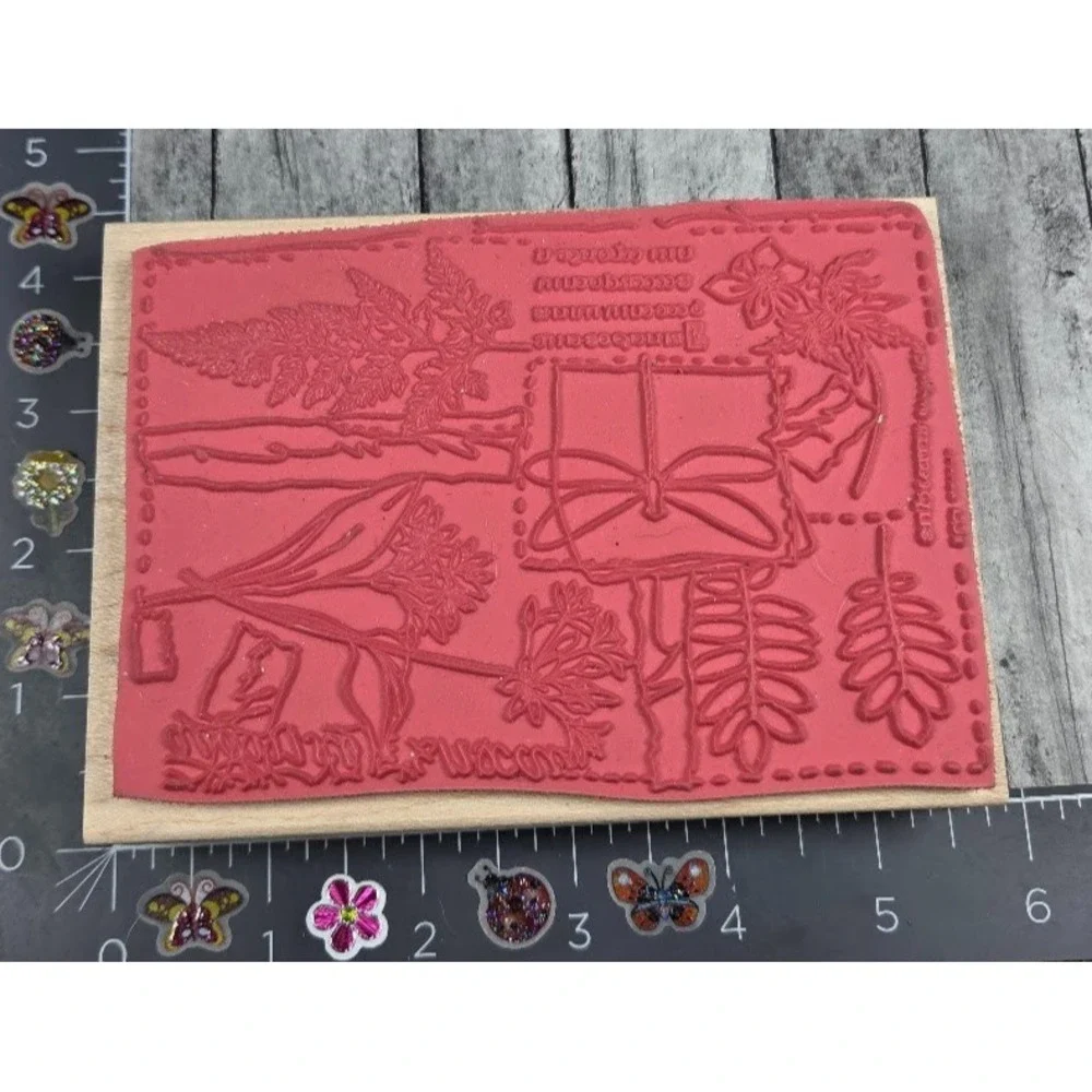 Stamps Happen Floral Collage 90288 Rubber Stamp Wood #G26